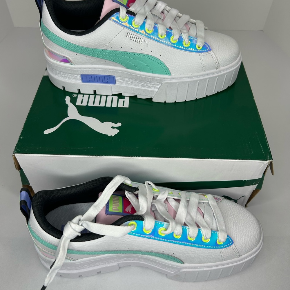 Puma White and Mint Sneakers